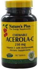 Suplemento de vitamina C com acerola 250 mg 90 comprimidos mastigáveis