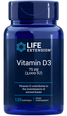 Vitamina D3 75 mcg 3000 iu 120 cápsulas de gel