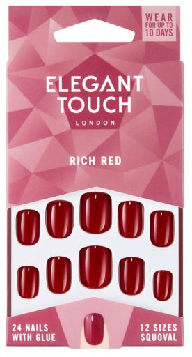 Rich Red False Nails 24 unidades