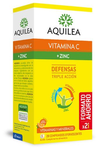 Comprimidos efervescentes de vitamina C + zinco 28