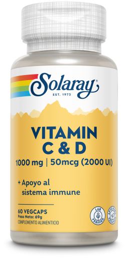 Vitamina C 1000 mg + D 2000 UI 60 Cápsulas Vegetarianas