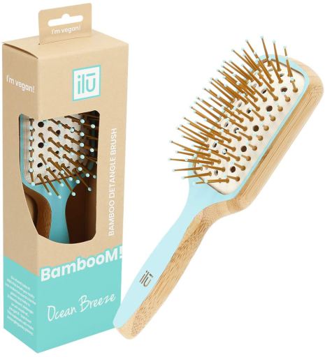 Paleta de escova de desembaraçamento de mini bambu Ocean Breeze