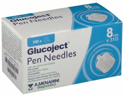 Agulha de insulina Glucoject 31gx8mm 100 unidades