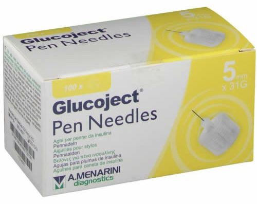 Agulha de insulina Glucoject 31gx5mm 100 unidades