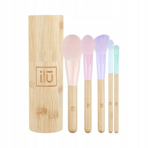 Conjunto de 5 pincéis de maquiagem + tubo de bambu