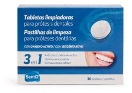 Pastilhas de limpeza para próteses dentárias 30 unidades