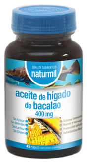 Óleo de fígado de bacalhau 400 mg 45 cápsulas