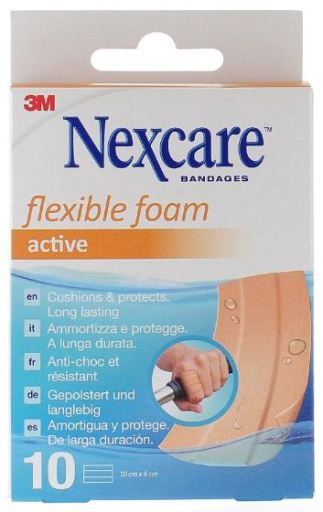 Tiras de curativo de espuma flexível Nexcare Active 6 x 10 cm