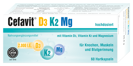 Cefavit Vitamina D3 + K2 + Mg 60 cápsulas