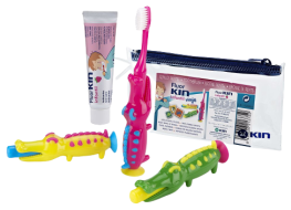 Conjunto de viagem infantil Fluorkin escova de dentes + pasta de dente