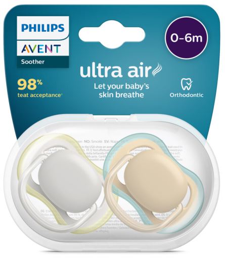 Chupeta Neutral Ultra Air para bebês de 0 a 6 meses 2 unidades