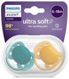 Chupeta Ultra Soft Amarelo Verde 6 a 18 Meses 2 unidades