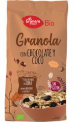 Granola com Chocolate e Coco Sem Glúten Bio 350 gr