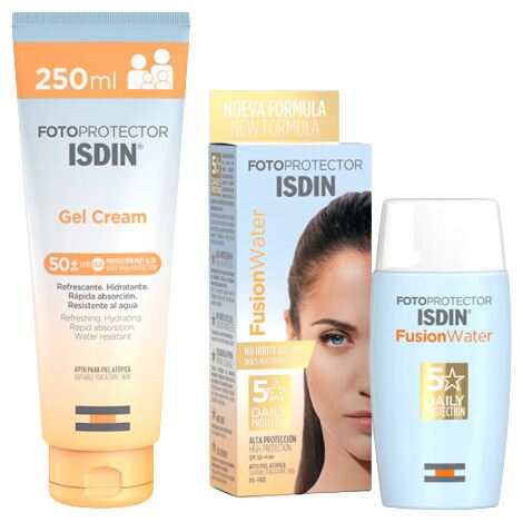 Protetor Solar Gel Creme FPS 50+ 250 ml + Água de Fusão FPS 50 50 ml