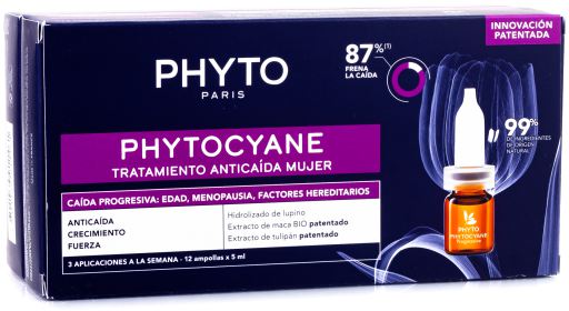 Phytocyane tratamento para queda de cabelo mulher 12 x 5 ml