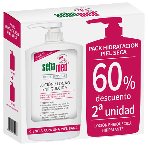 Loção Hidratante Enriquecida com Pantenol Pele Seca Ideal 2 x 750 ml