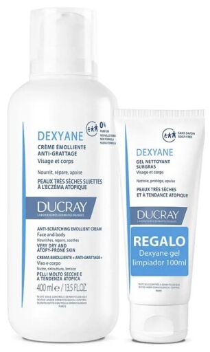 Dexyane Creme Emoliente Anti-Arranhões 400 ml + Gel de Limpeza 100 ml