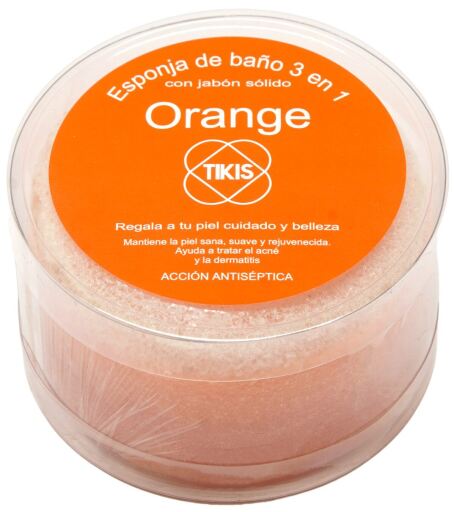 Esponja Redonda Com Sabonete Laranja 100 gr