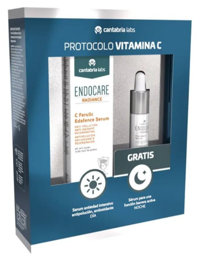 Estojo de soro Radiance C Ferulic Edafence 30 ml + soro antienvelhecimento 15 ml