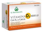 Vitamina D3 4000 Unidades K2 Cálcio 48 Cápsulas