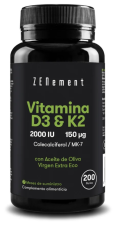 Vitamina D3 + K2 Colecalciferol (2.000 UI) e MK-7 (150 μg) 200 Pérolas