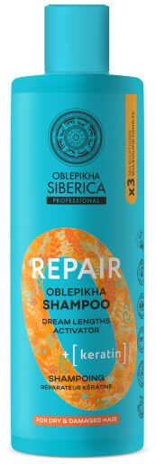 Shampoo de reparação de queratina Oblepikha 400 ml